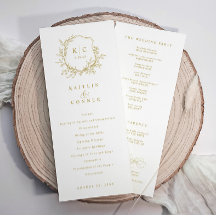 Elegante Cresta Vintage Dorada Boda Clásica