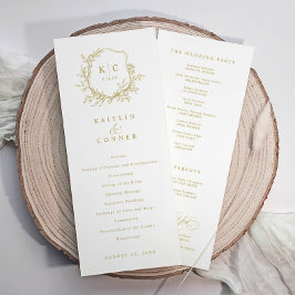 Programa Elegante Cresta Vintage Dorada Boda Clásica