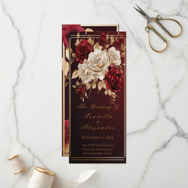 Programa Elegante Crimson Red y Boda de Oro (Anverso/Reverso In Situ)