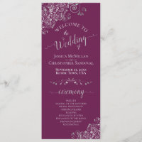 Elegante Curls Plata Cassis Boda Magenta Púrpura