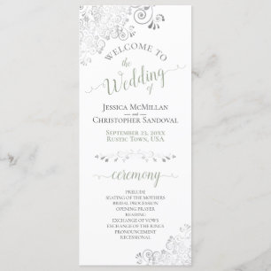 Programa Elegante Curls plateadas Sage Green sobre el Boda 