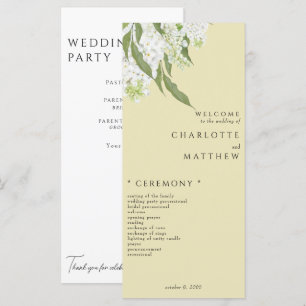 Programa Elegante de Boda Amarilla Floral Blanca