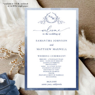 Programa Elegante de Boda Azul de la Marina de Mon