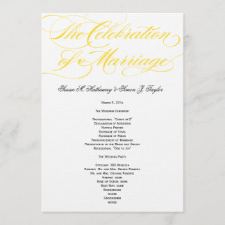 Programa Elegante de Boda con Guión - Amarillo