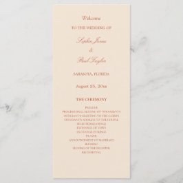 Programa Elegante de Boda con Guión de Terracota