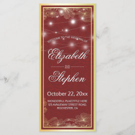 Programa Elegante de Boda con Marco Floral Rojo y 