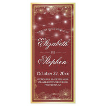 Programa Elegante de Boda con Marco Floral Rojo y 