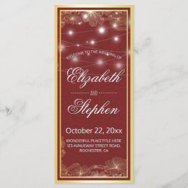 Programa Elegante de Boda con Marco Floral Rojo y 