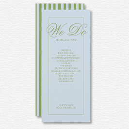 Programa Elegante de Boda con Rayas Verde Azul