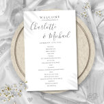 Programa Elegante de Boda con Script de Firma<br><div class="desc">Elegante programa de bodas con guión de firma con nombres de estilo de firma. Diseñado por Thisisnotme©</div>