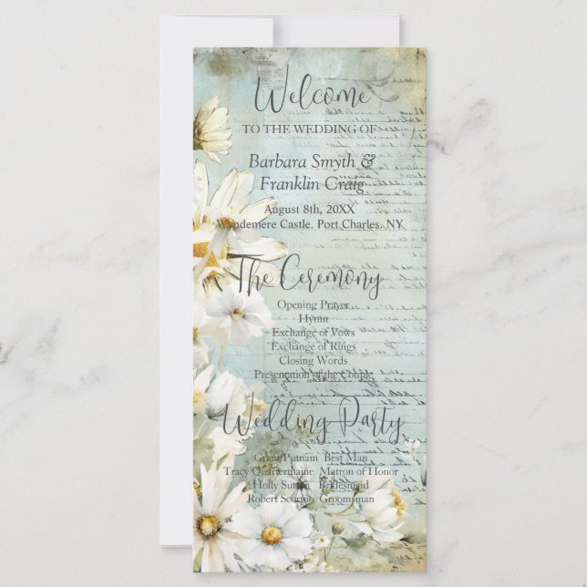 Programa Elegante de Boda de Daisy Blanco (Anverso)