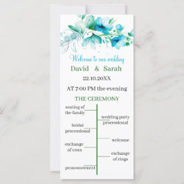 Programa Elegante de Boda de Flores Azules