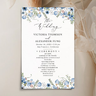 Programa Elegante de Boda de Flores Presionadas