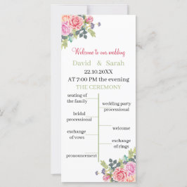 Programa Elegante de Boda de Flores Rosas