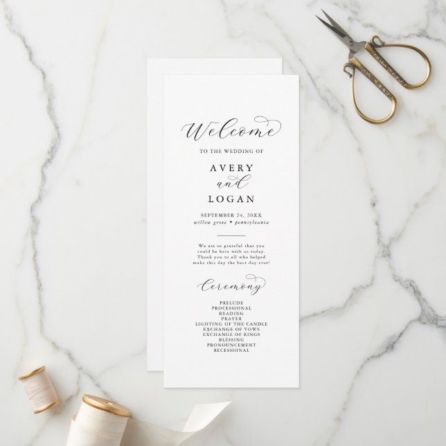 Programa Elegante de Boda de Guión (Anverso/Reverso In Situ)