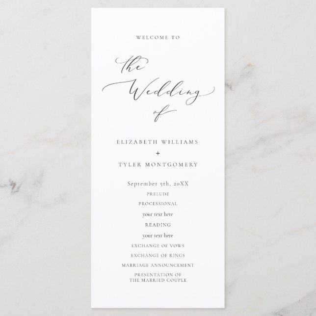 Programa Elegante de Boda de Guión (Anverso)