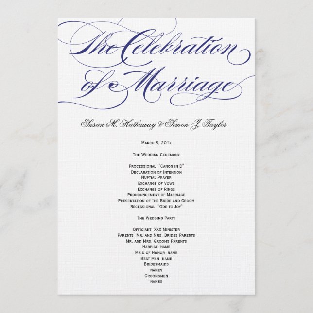 Programa Elegante de Boda de Guión - Armada (Anverso)