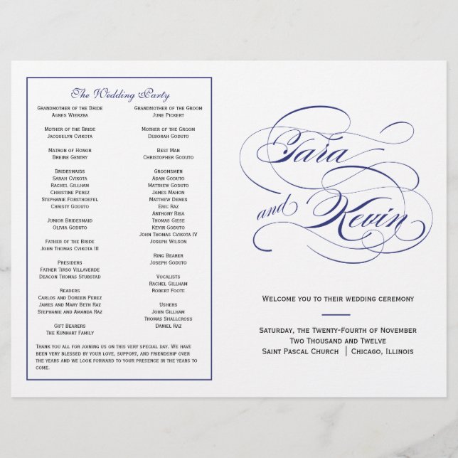 Programa Elegante de Boda de Guión - Armada (Anverso)