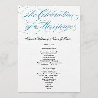 Programa Elegante de Boda de Guión - Azul