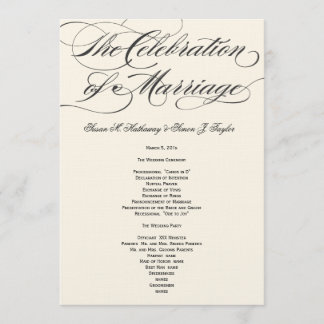 Programa Elegante de Boda de Guión - Blanco Negro