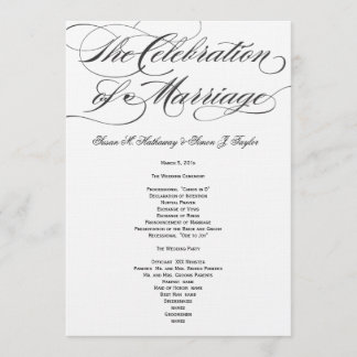 Programa Elegante de Boda de Guión - Negro