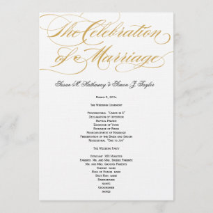 Programa Elegante de Boda de Guión - Oro