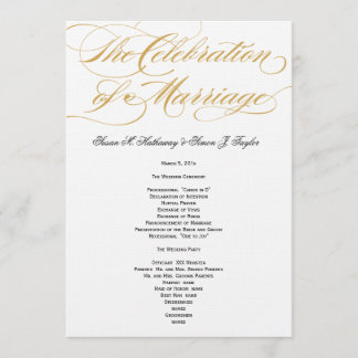 Programa Elegante de Boda de Guión - Oro