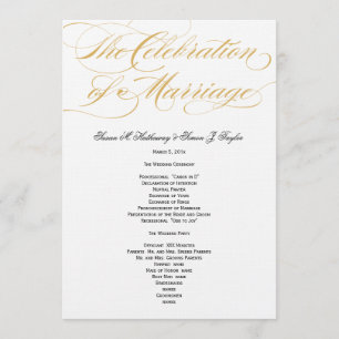 Programa Elegante de Boda de Guión - Oro y Negro