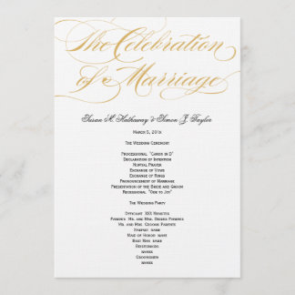 Programa Elegante de Boda de Guión - Oro y Negro