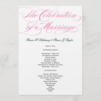 Programa Elegante de Boda de Guión - Rosa