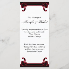 Programa Elegante de Boda de Marco Gótico Rojo