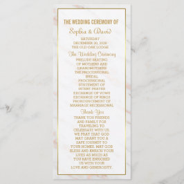 Programa Elegante de Boda de Mármol de Oro Rosa de