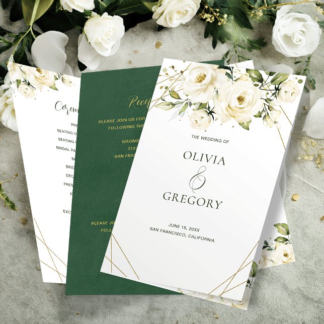 Programa Elegante de Boda de Rosas Blancas (Subido por el creador)