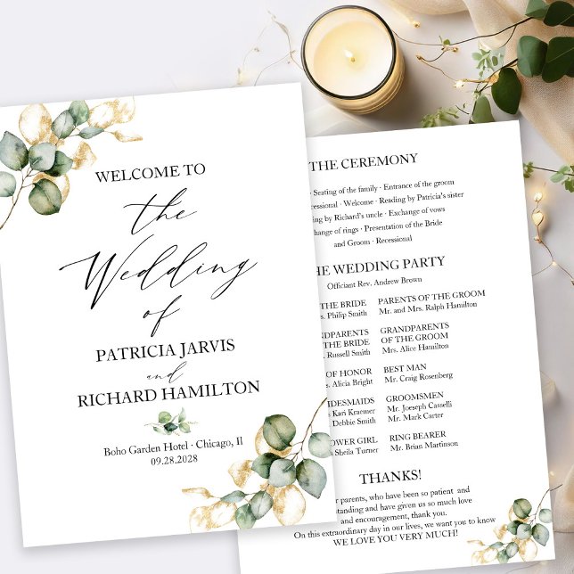 Programa Elegante de Boda de Verdor de Oro (Subido por el creador)