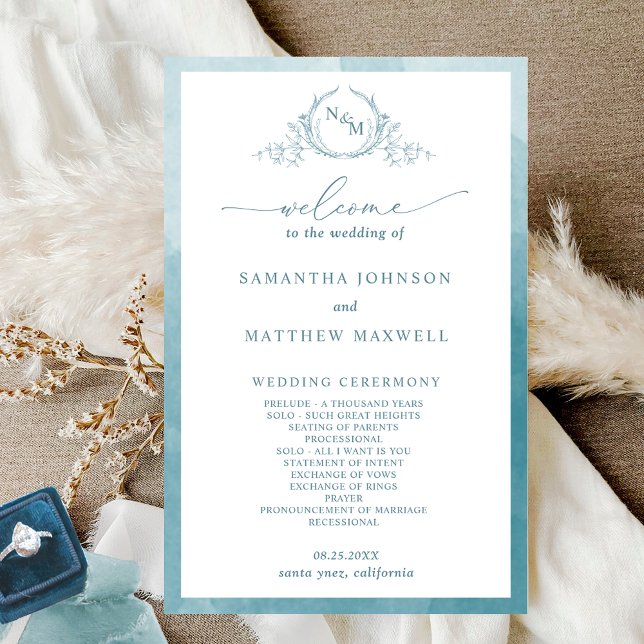 Programa Elegante de Boda de Vidrio Marítimo Monog (Subido por el creador)