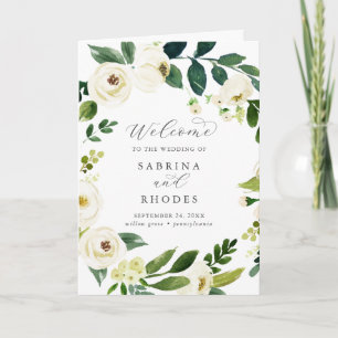 Programa Elegante de Boda Doble Floral Blanca