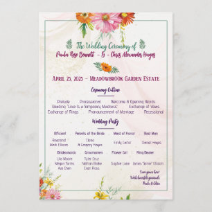 Programa Elegante de Boda en el Jardín de Flores S