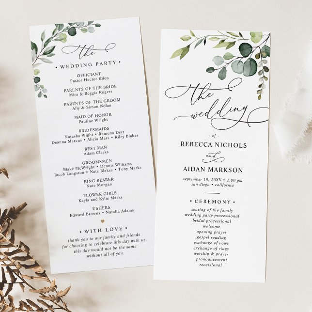 Programa Elegante de Boda Eucalyptus Greenery (Subido por el creador)