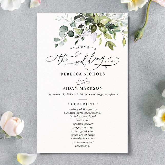 Programa Elegante de Boda Eucalyptus Greenery (Subido por el creador)