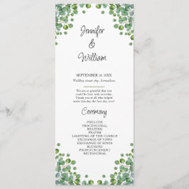 Programa Elegante de Boda Eucalyptus Greenery