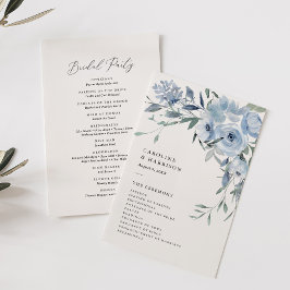 Programa Elegante de Boda Floral Azul Dusty