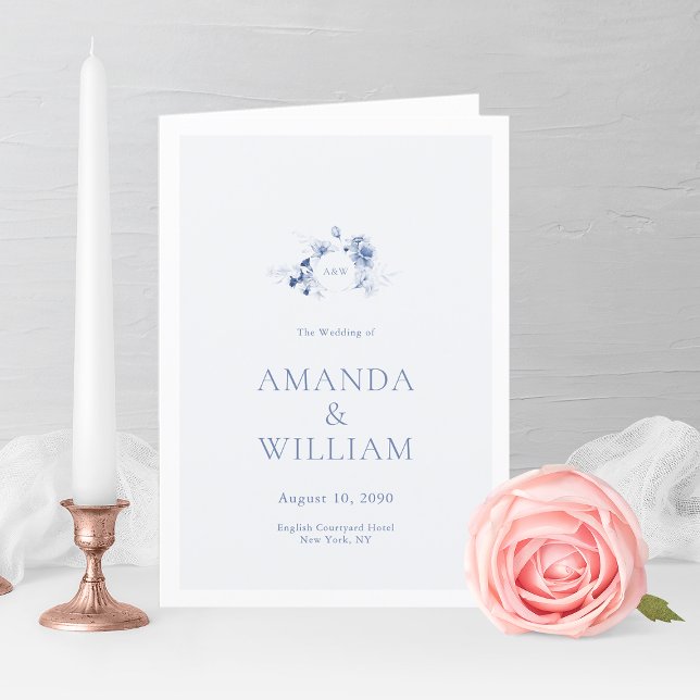 Programa Elegante de Boda Floral Azul Dusty (Subido por el creador)