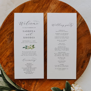 Programa Elegante de Boda Floral Blanca
