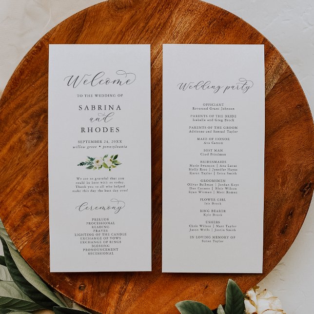 Programa Elegante de Boda Floral Blanca (Subido por el creador)