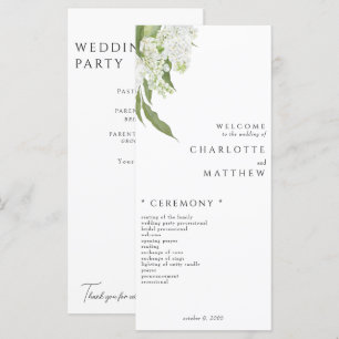 Programa Elegante de Boda Floral Blanca
