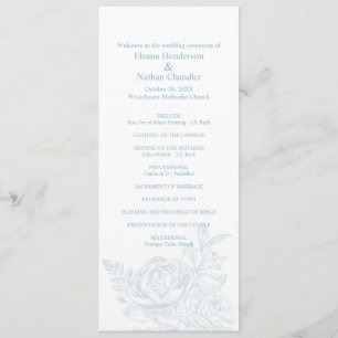Programa Elegante de Boda Floral Blanca Azul
