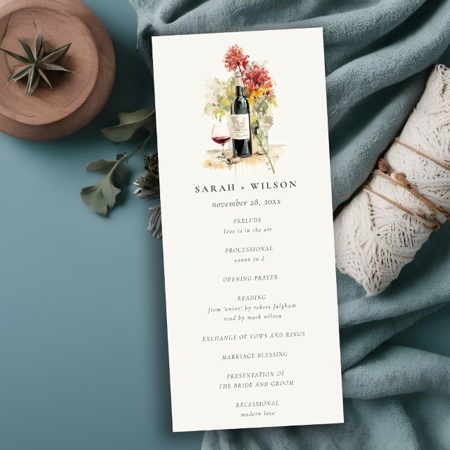 Programa Elegante de Boda Floral de Vino Rojo Amar (Subido por el creador)