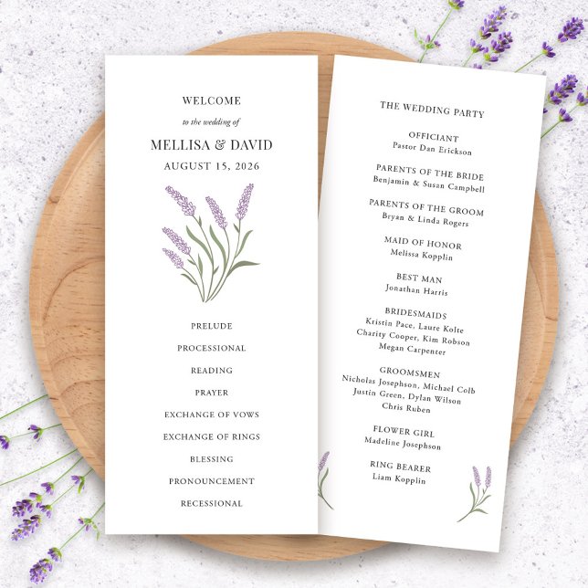 Programa Elegante de Boda Floral Lilac (Elegant Lilac Floral Wedding Program by Fiesta Valley Print)