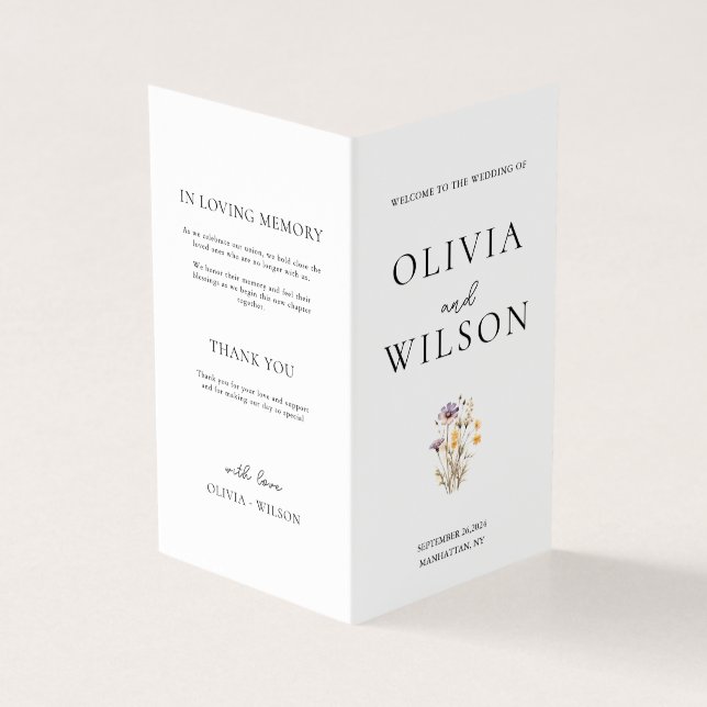 Programa Elegante de Boda Floral Púrpura Ligera (Exterior)