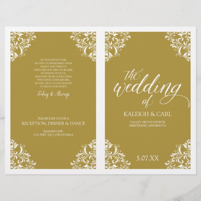 Programa Elegante de Boda Folleto - Nadine (Oro) (Anverso)